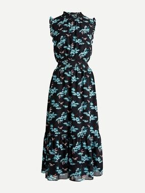 J Crew Smocked-waist midi dress in botanical bees print Size Small